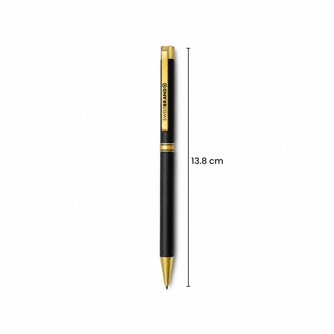 SWISSBRAND Pen- Black Matte with Gold Trim