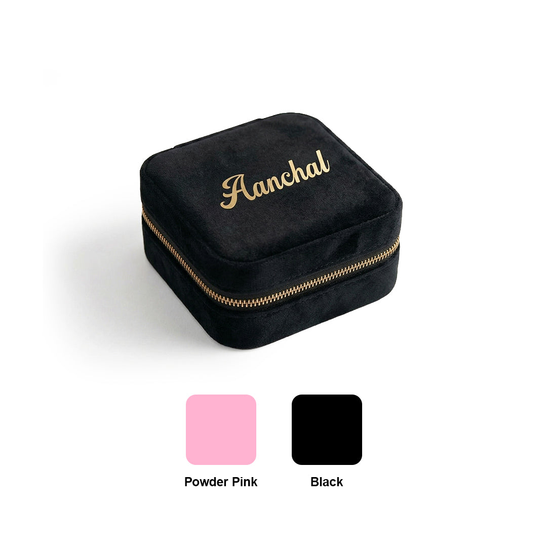 Velvet Travel Jewellery Box | Compact & Stylish Organizer - Black