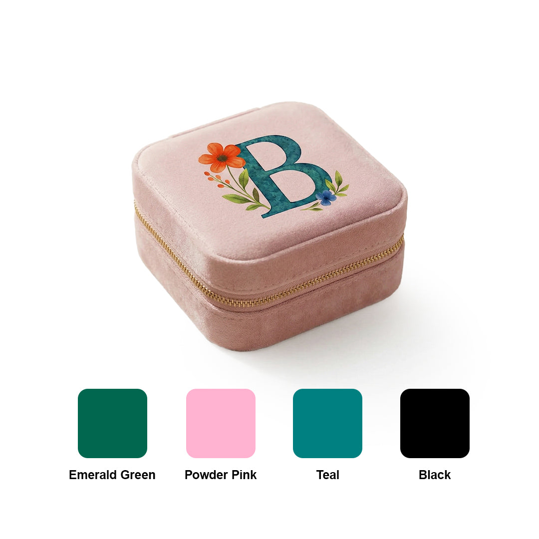 Velvet Travel Jewellery Box | Compact & Stylish Organizer - Powder Pink