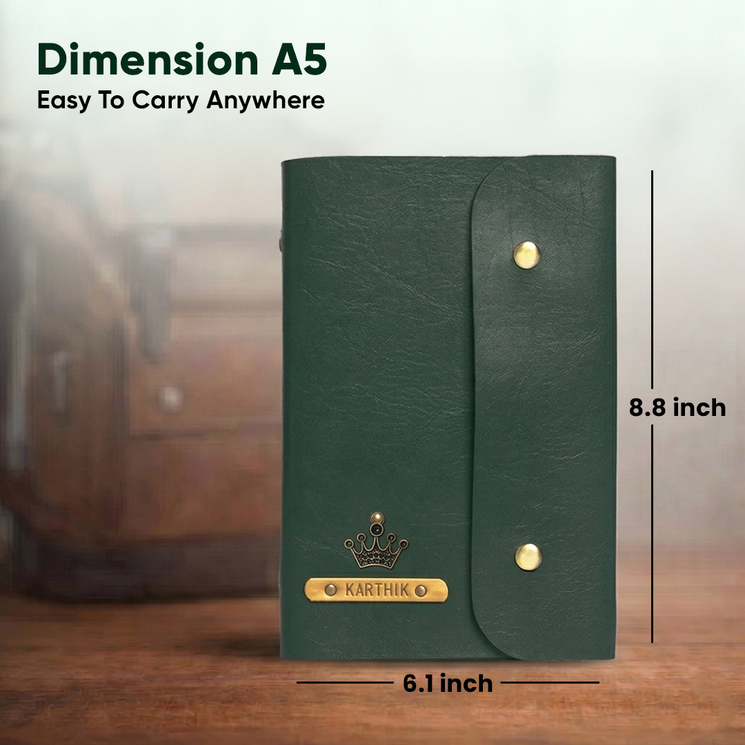 Personalised Button Diary - Forest Green