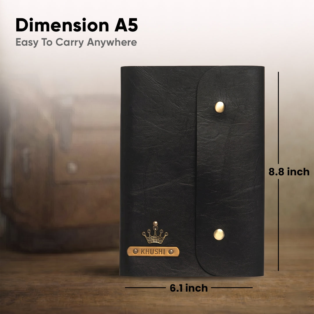 Personalised Button Diary- Black