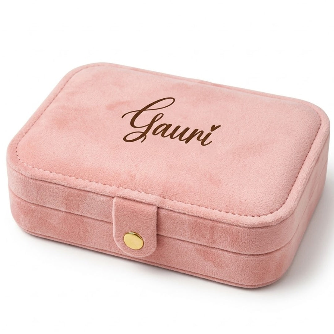 Luxe Jewellery Case – Personalized Velvet Organiser - Baby Pink
