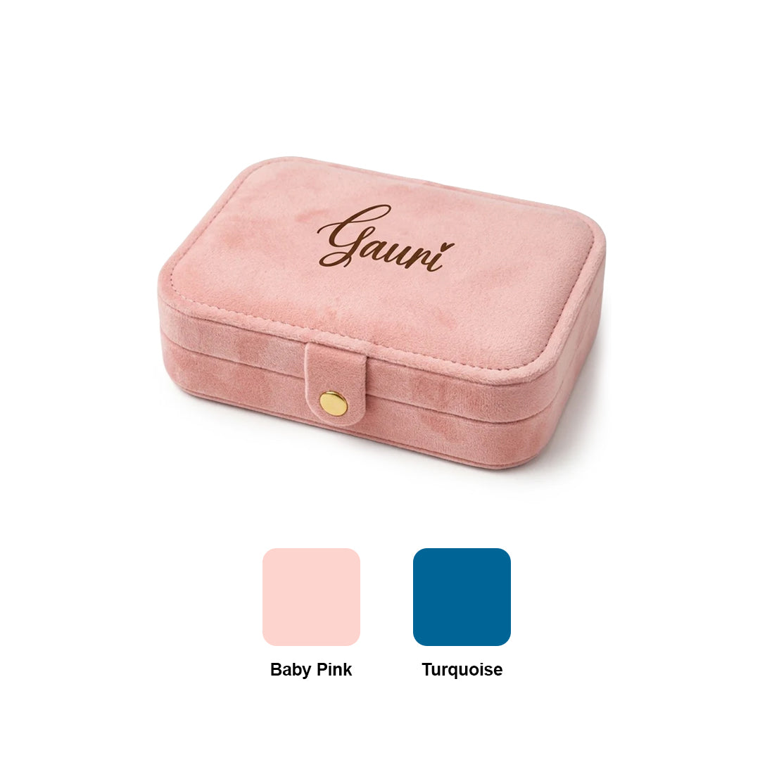 Luxe Jewellery Case – Personalized Velvet Organiser - Baby Pink