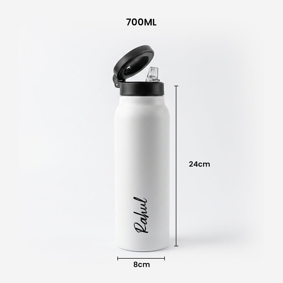 AquaStand - Magnetic Phone Mount Insulated Water Bottle with Sip Straw Lid - White