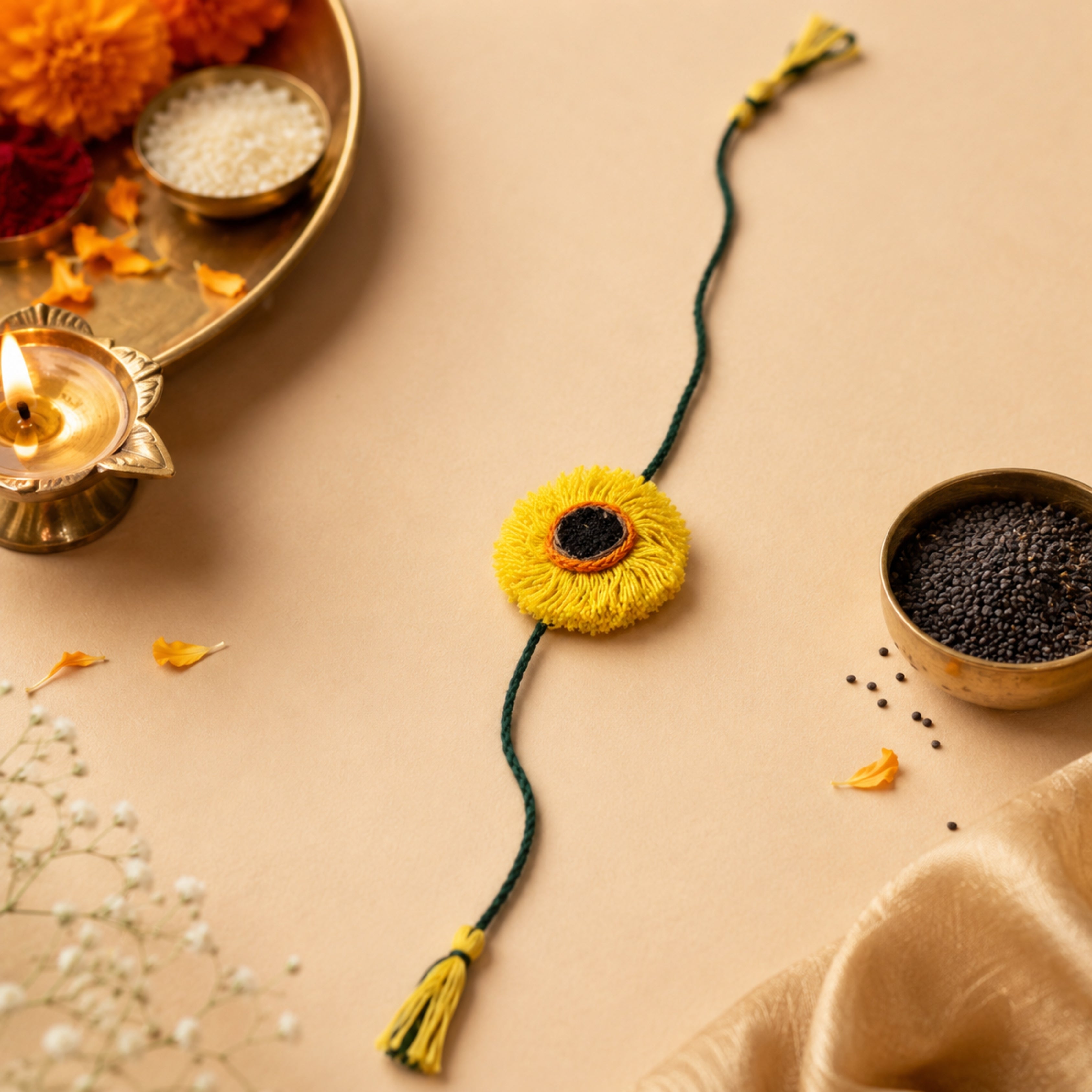 Raksha & Roots - Plantable Seed Rakhi - Lemon Yellow - Amaranthus