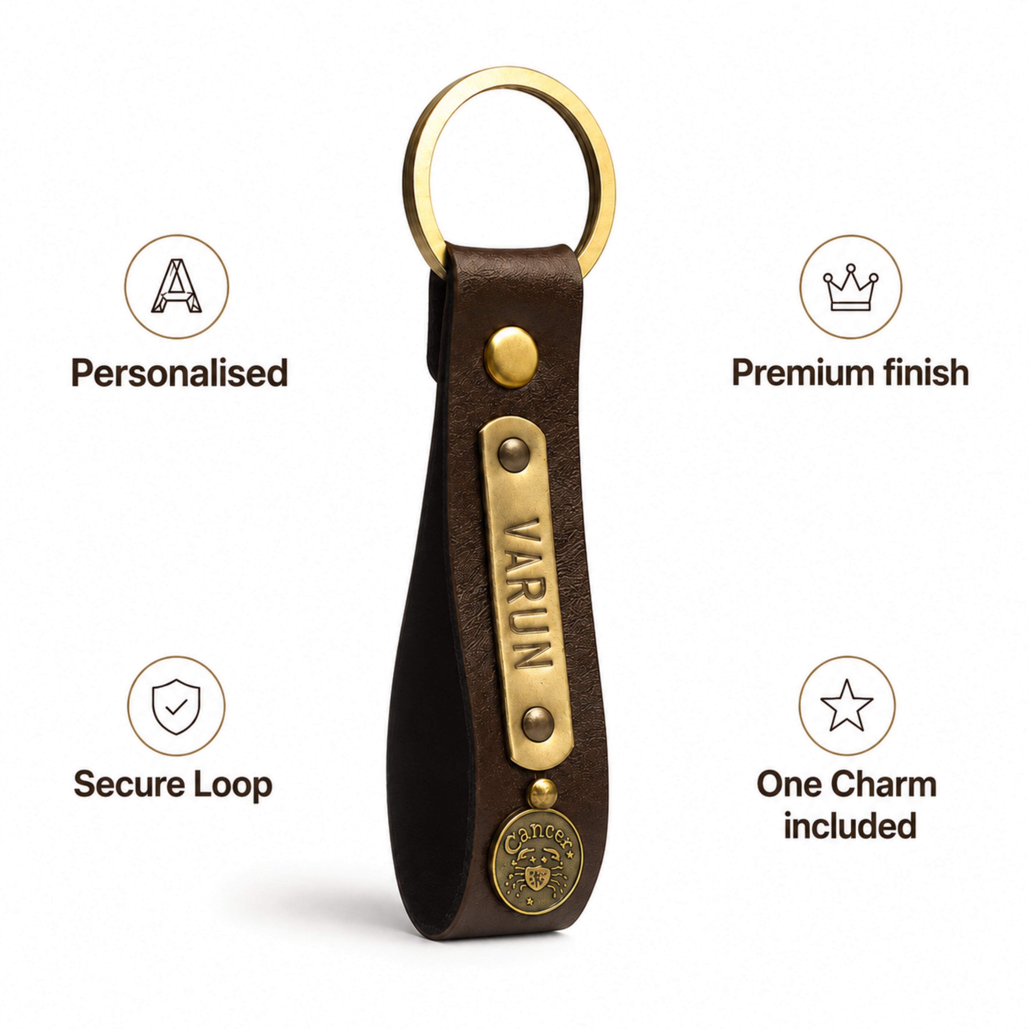 Personalized Keychain - Dark Brown