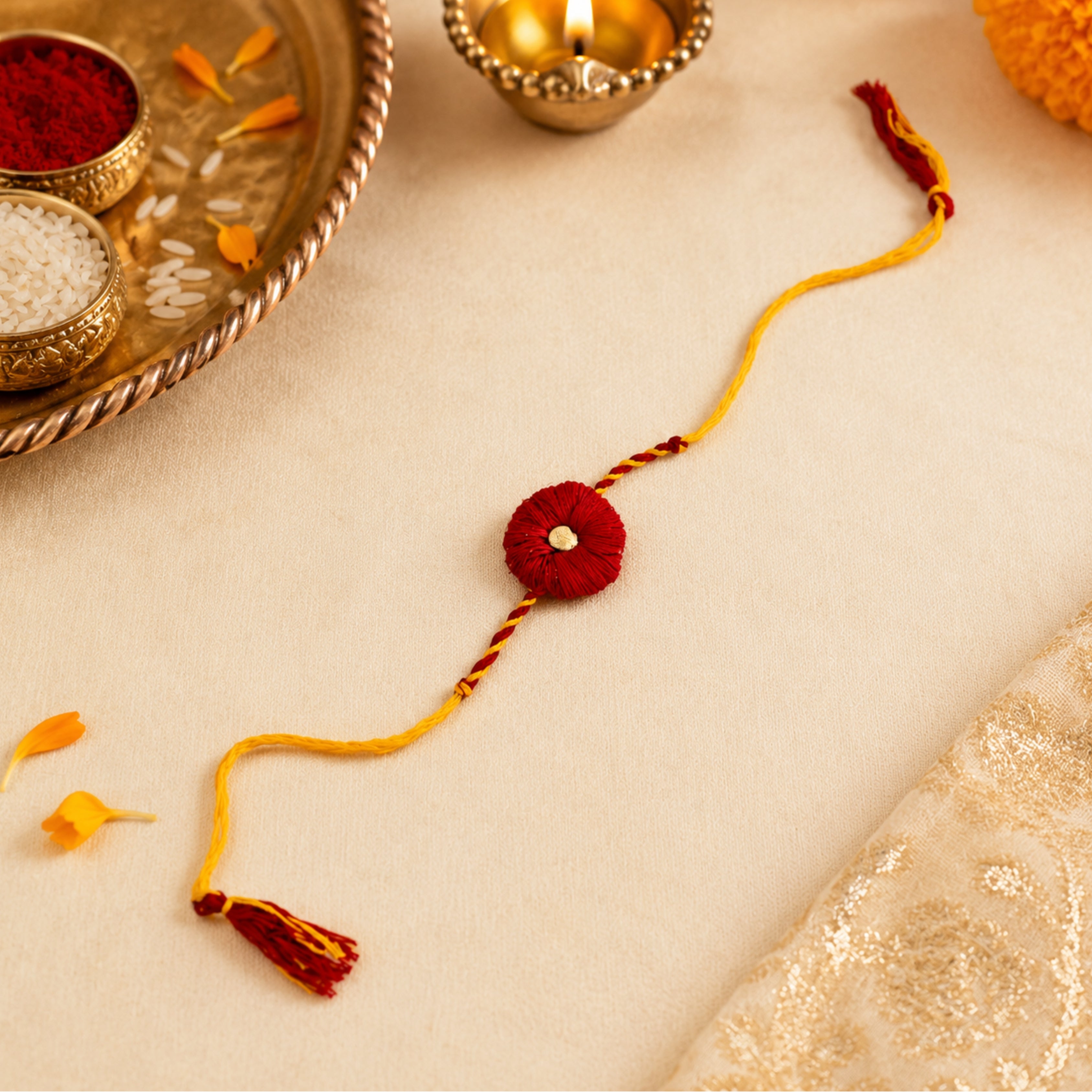 Raksha & Roots - Plantable Seed Rakhi - Red - Ladyfinger Seed