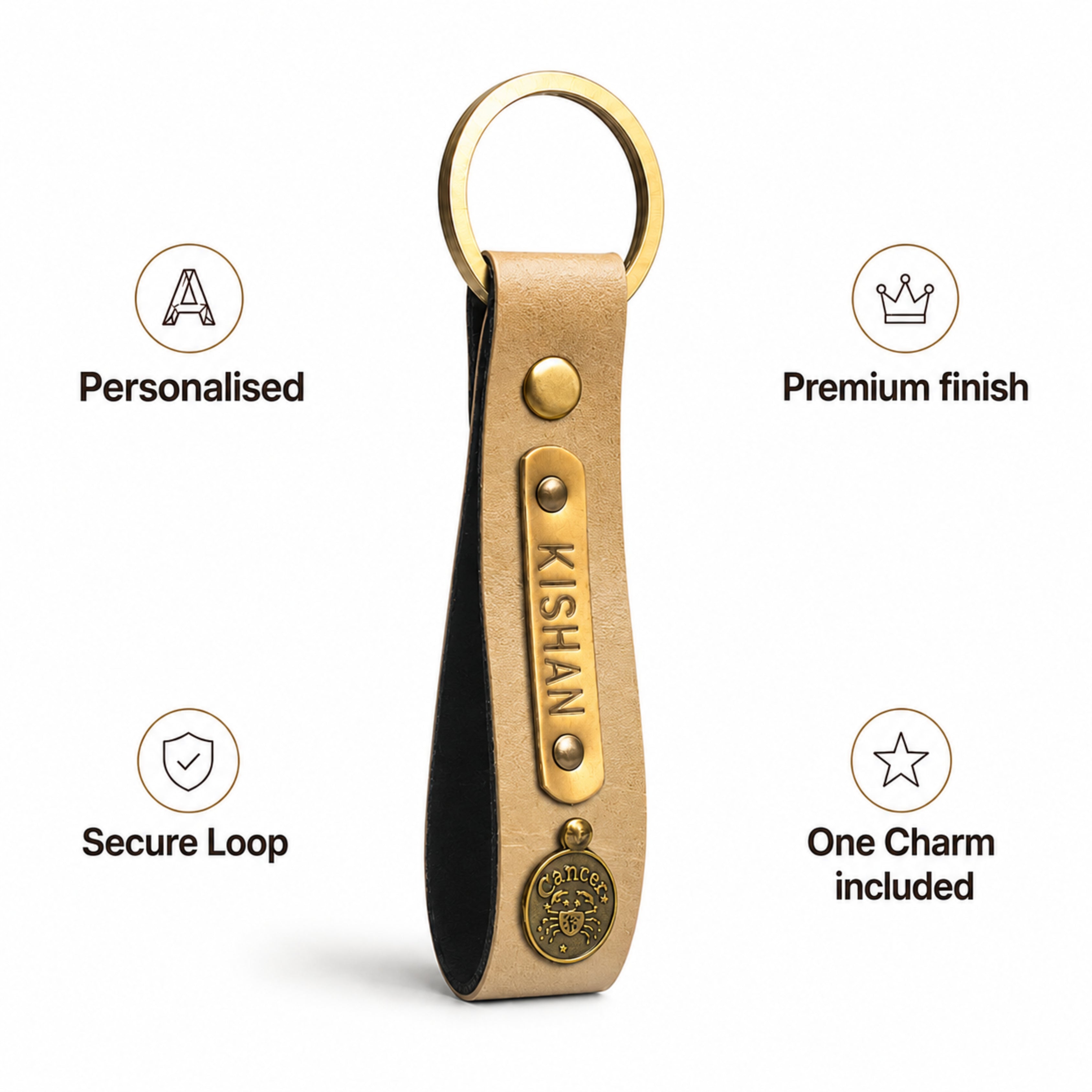 Personalized  Keychain - Beige