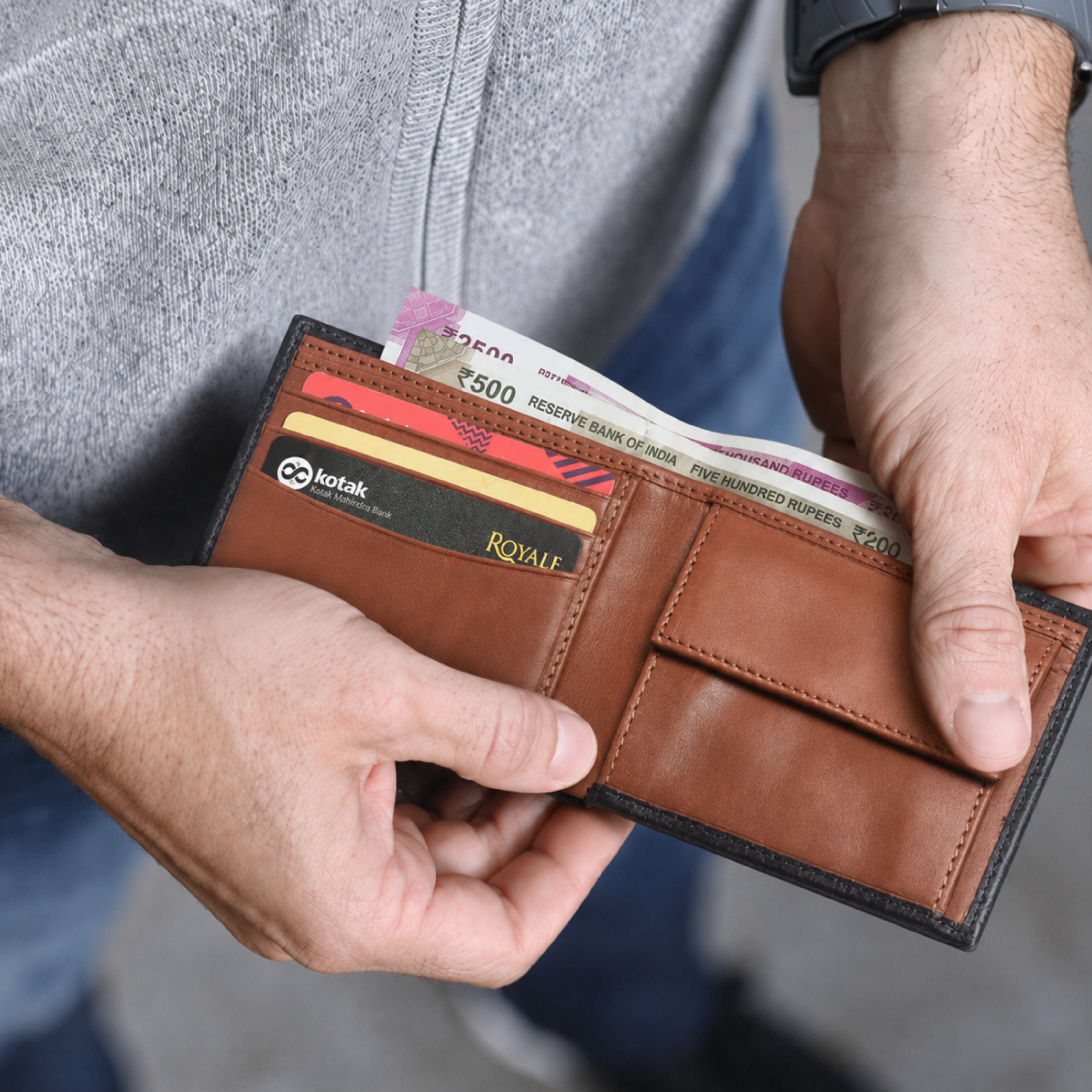Personalized Leather Men's Wallet - Black