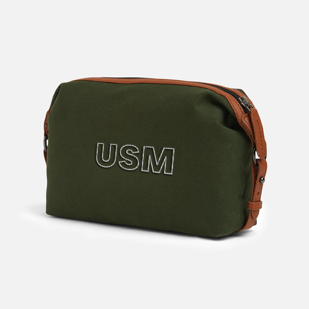 Personalised Canvas Embroidered Pouch - Olive