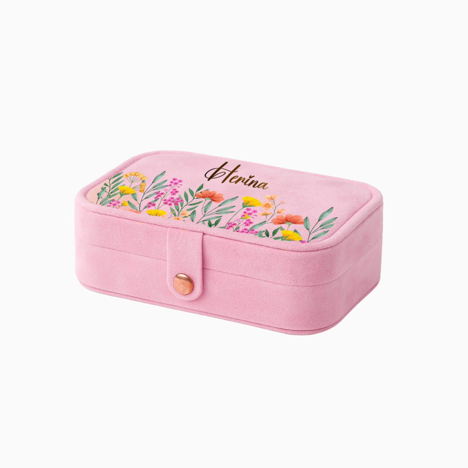 Floral Personalized Travel Jewellery Organizer – Baby Pink