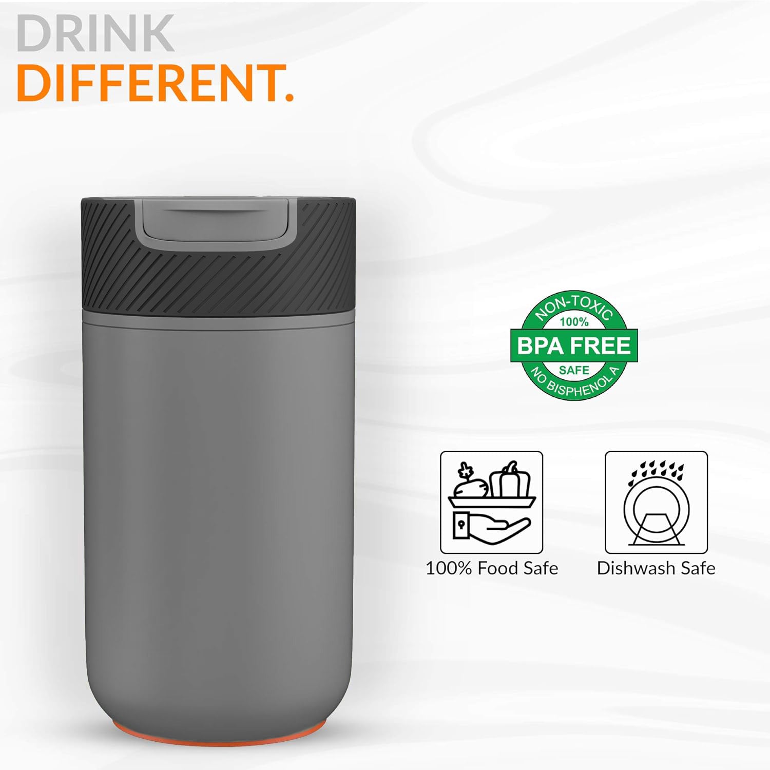 Never-Spill Suction Tumbler- Grey