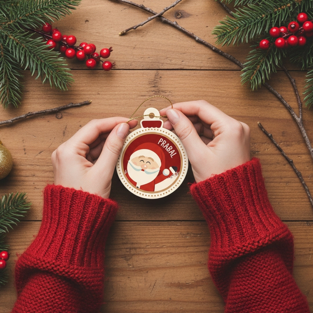Personalised Christmas Ornament - Cute Santa