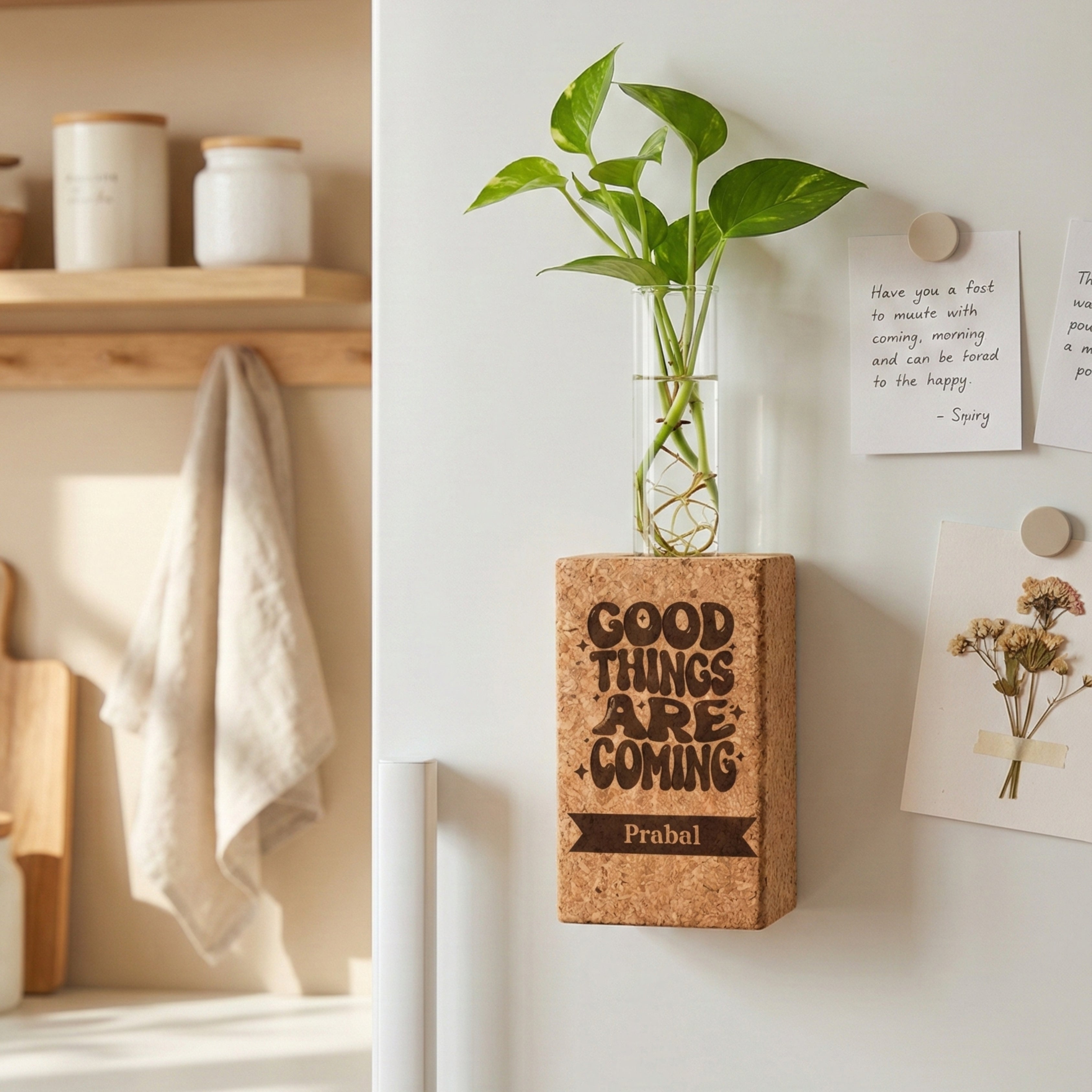 Personalised Magnetic Cork Planter - Good things are coming