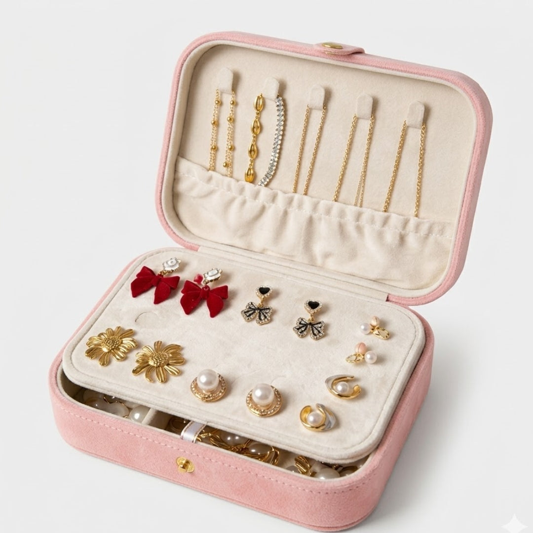 Luxe Jewellery Case – Personalized Velvet Organiser - Baby Pink