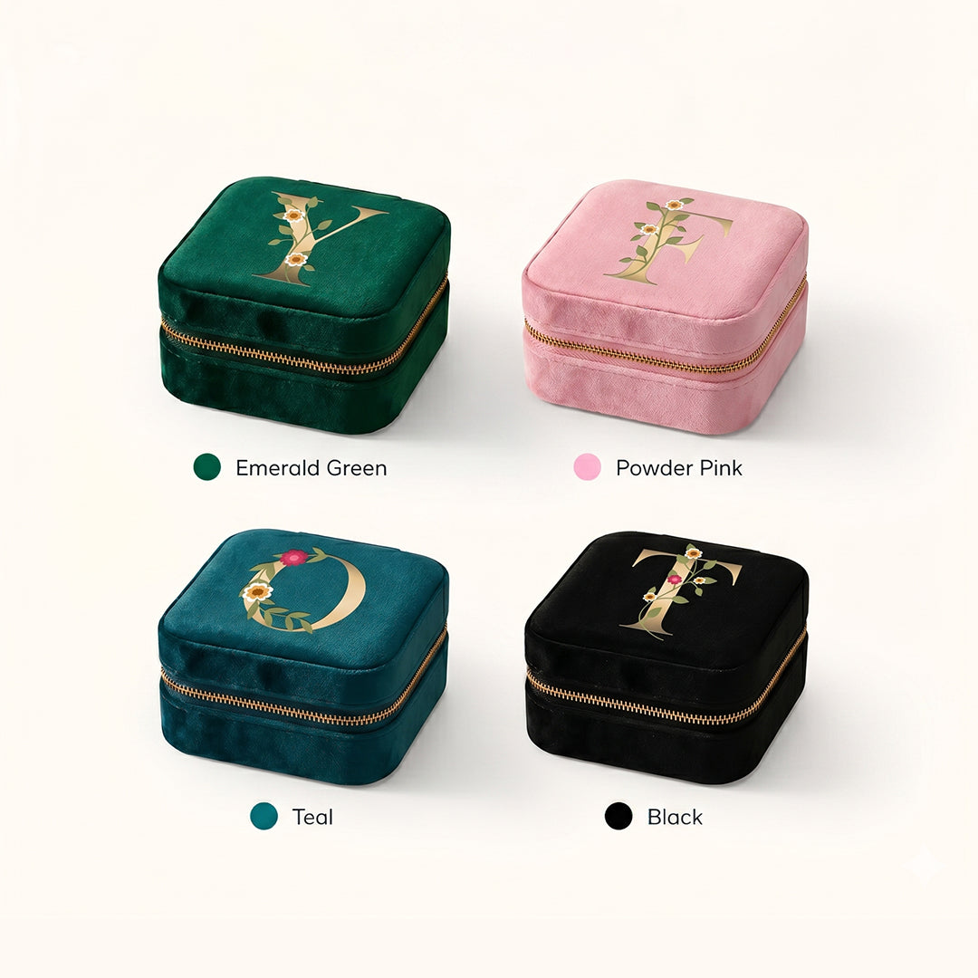 Velvet Travel Jewellery Box | Compact & Stylish Organizer - Emerald Green
