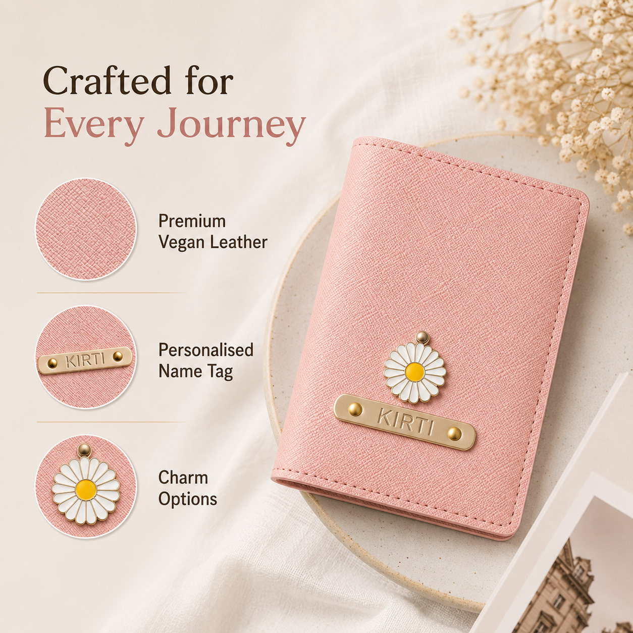 Personalized Passport Cover - Salmon Pink