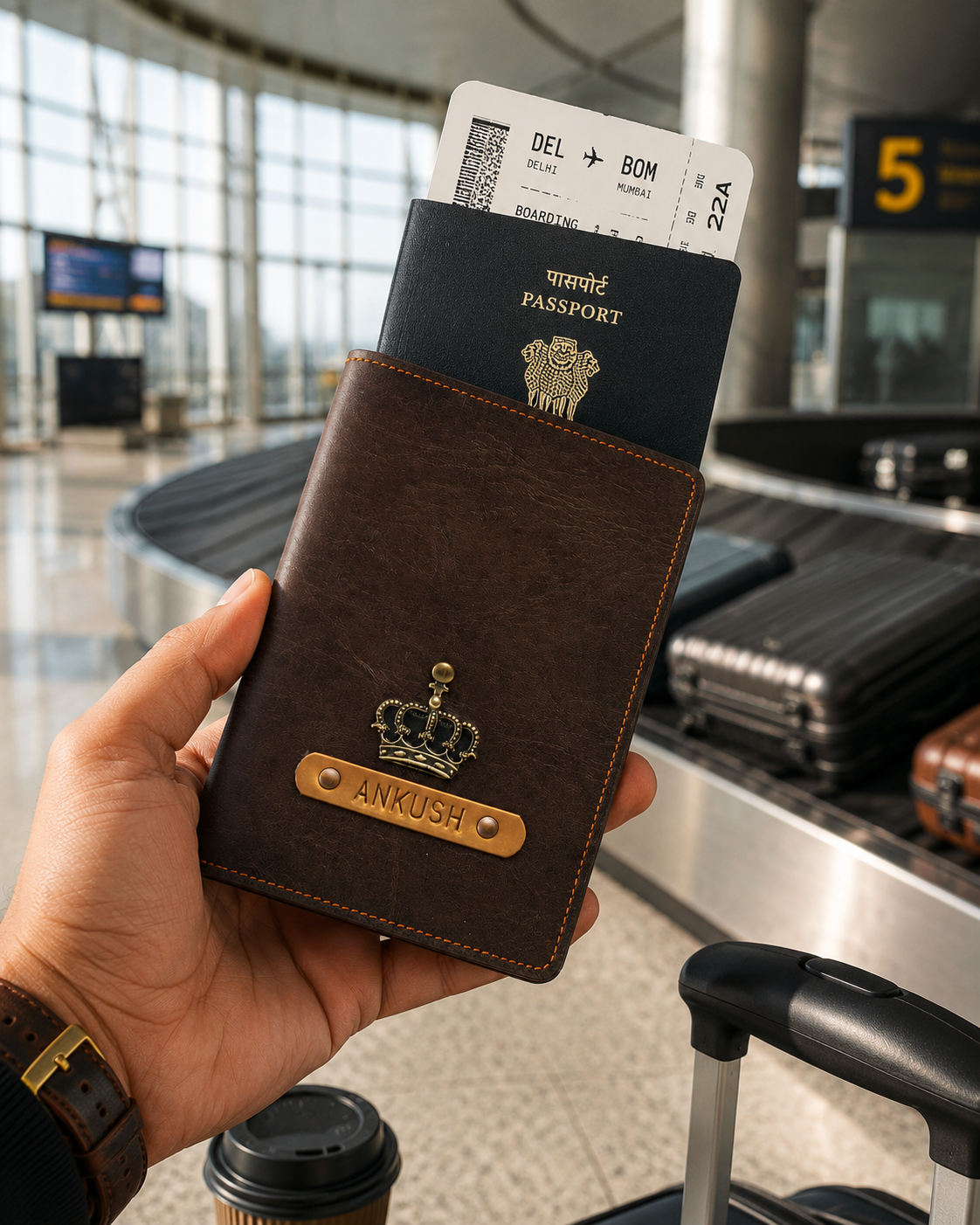 Personalized Passport Cover - Dark Brown