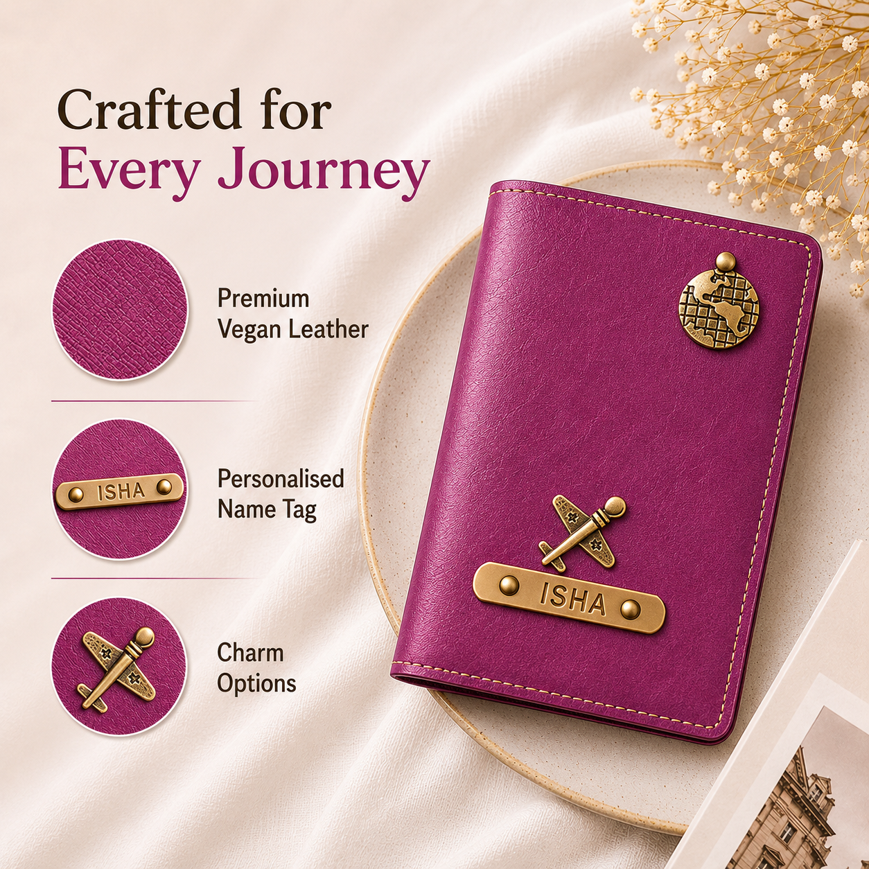Personalized Passport Cover - Magenta