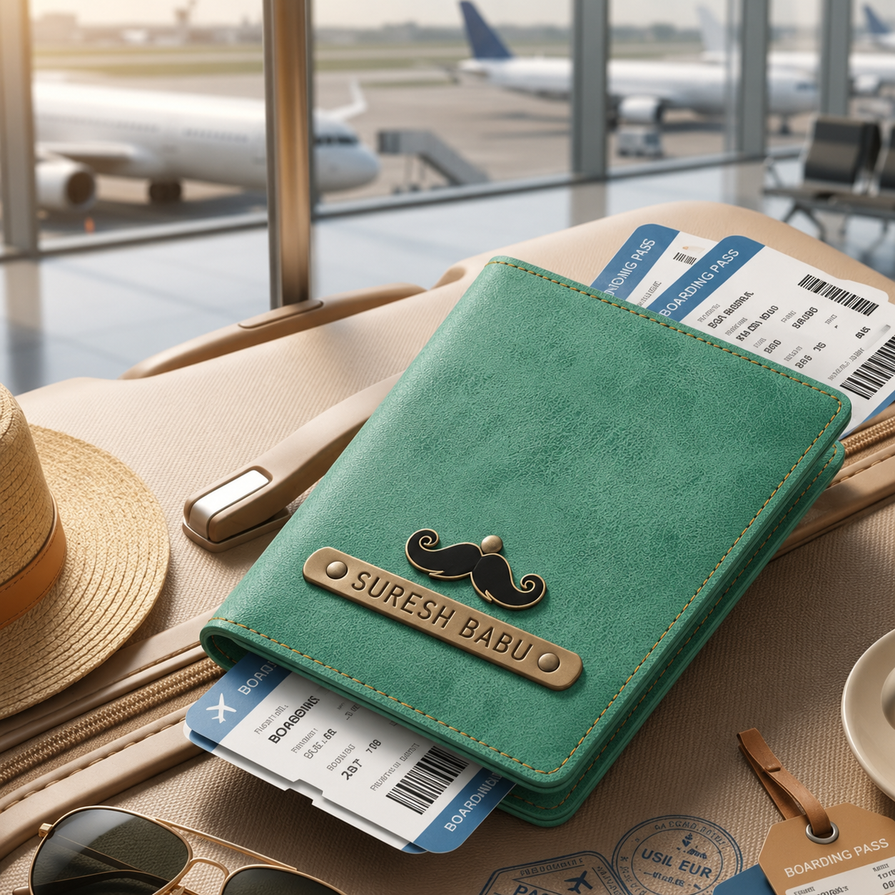 Personalized Passport Cover - Green