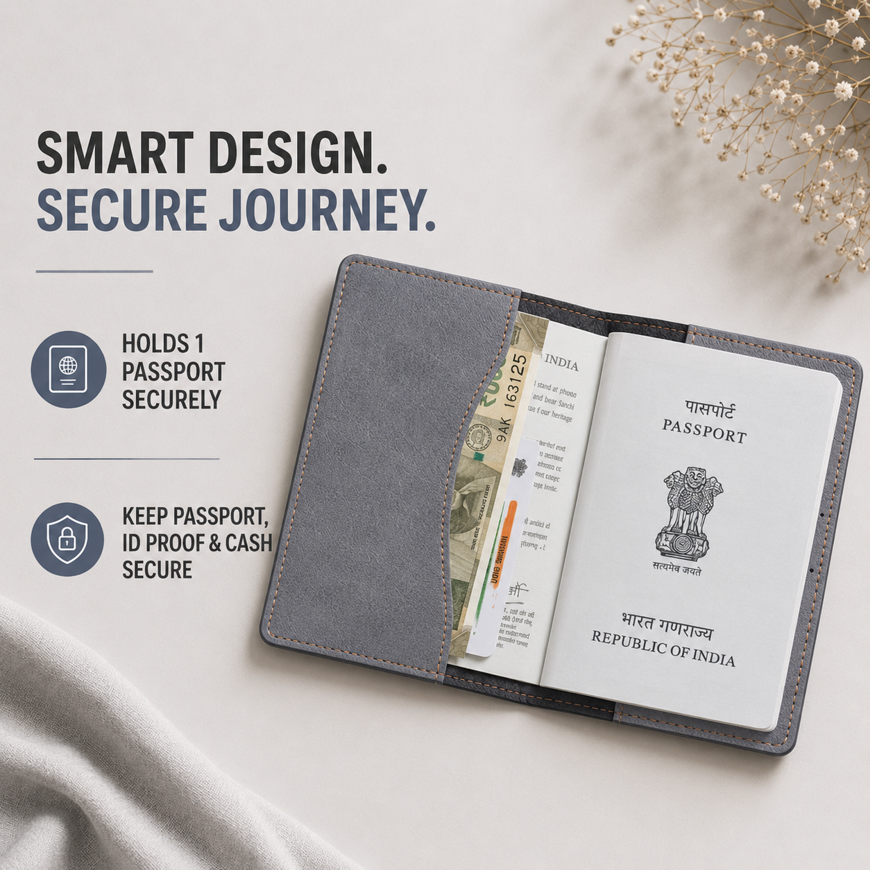 Personalized Passport Cover - Grey