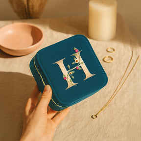 Velvet Travel Jewellery Box | Compact & Stylish Organizer - Teal