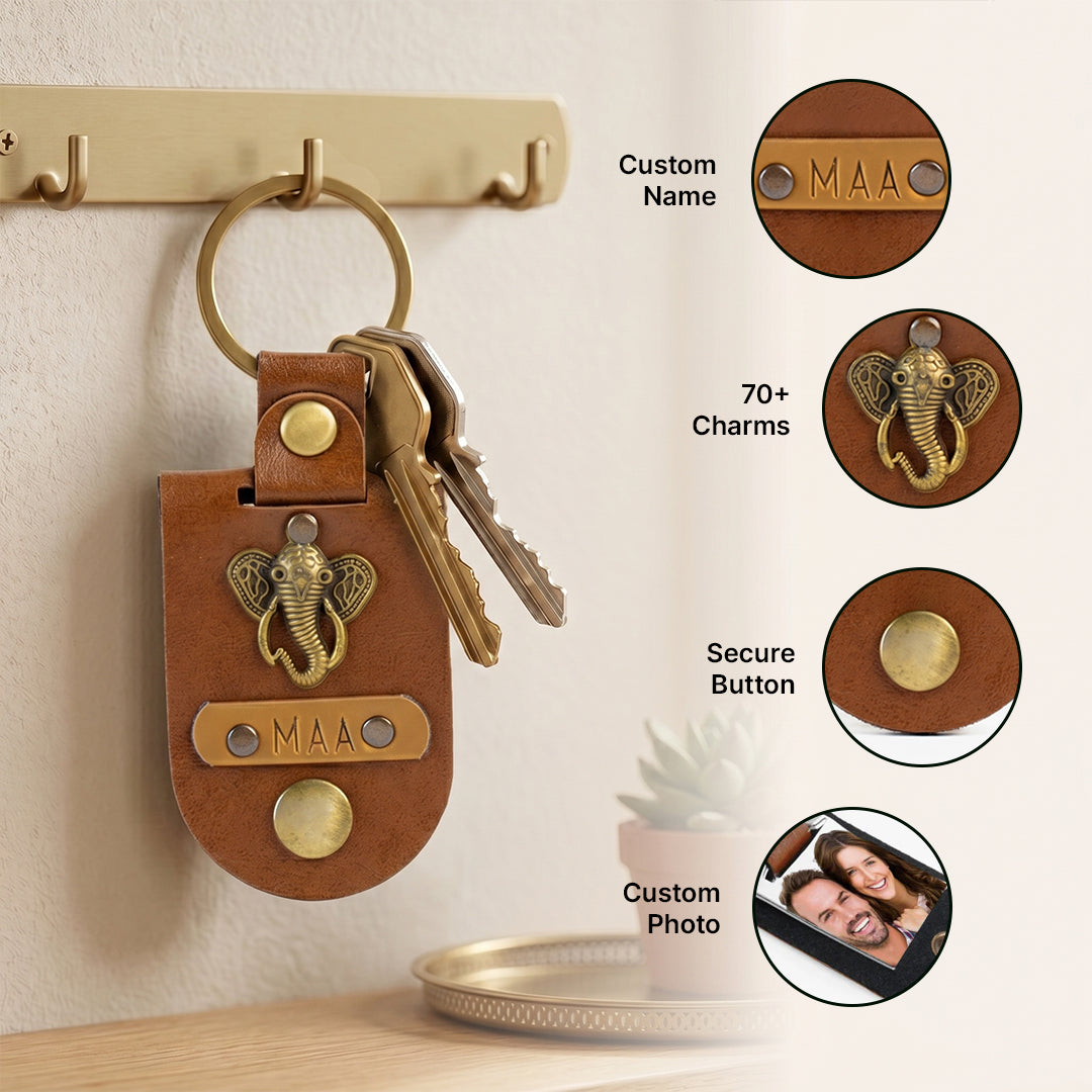 Personalised Photo Keychain - Tan