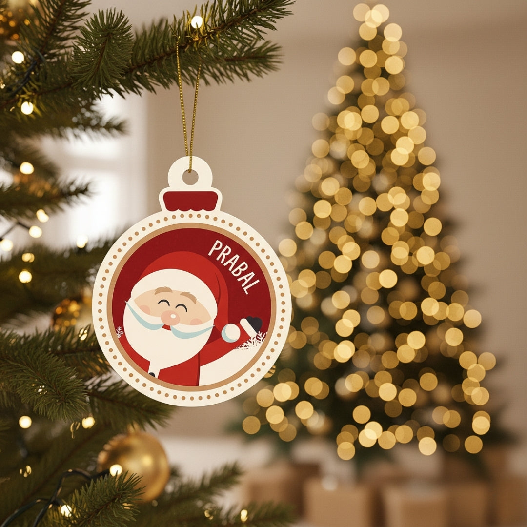 Personalised Christmas Ornament - Cute Santa