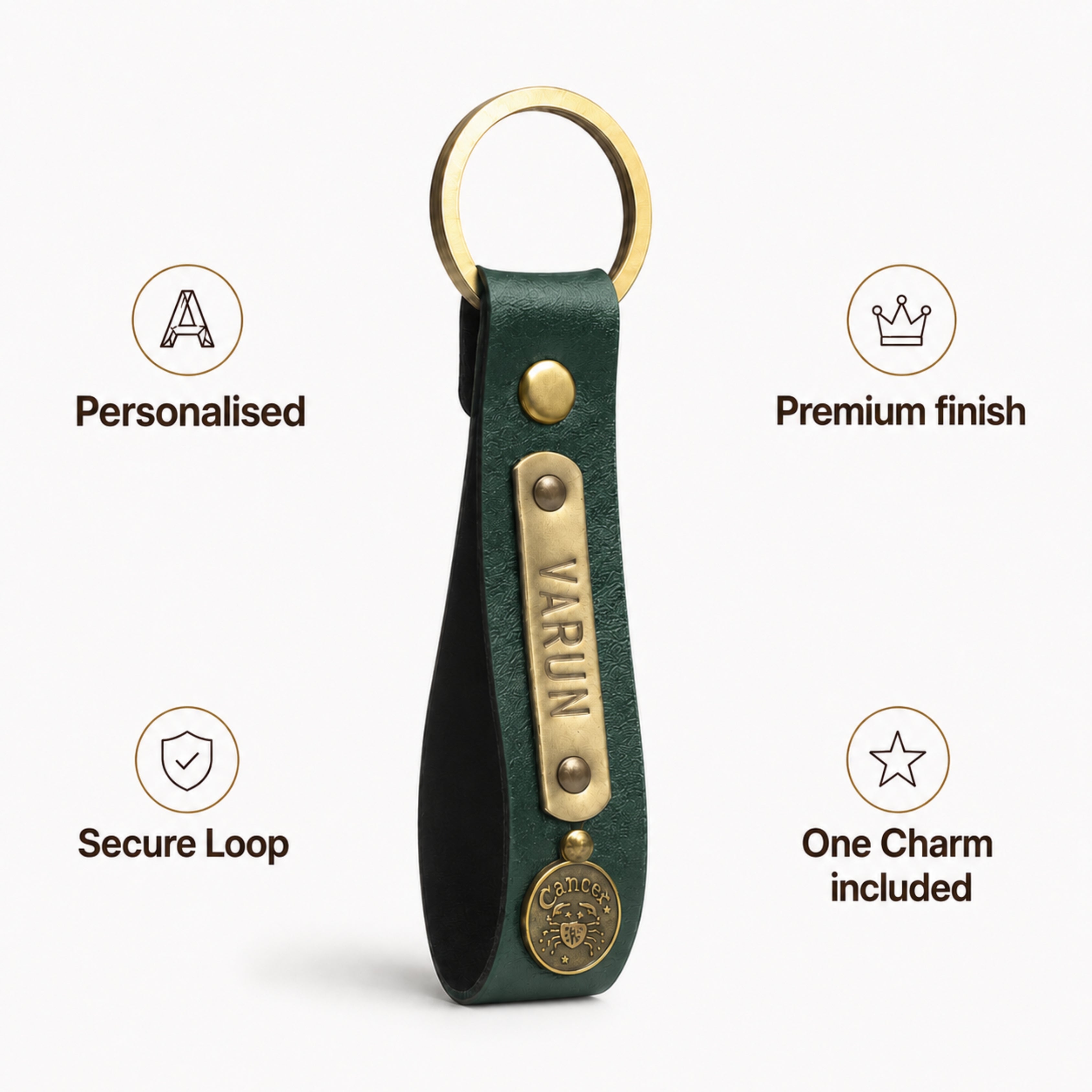 Personalized Keychain - Forest Green