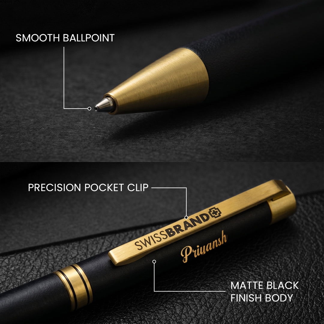 SWISSBRAND Pen- Black Matte with Gold Trim
