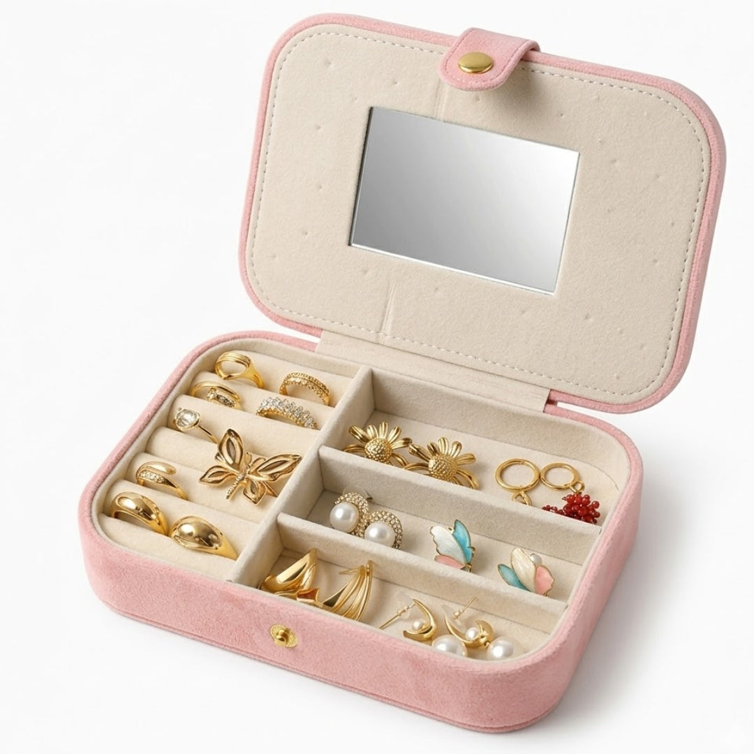 Luxe Jewellery Case – Personalized Velvet Organiser - Baby Pink