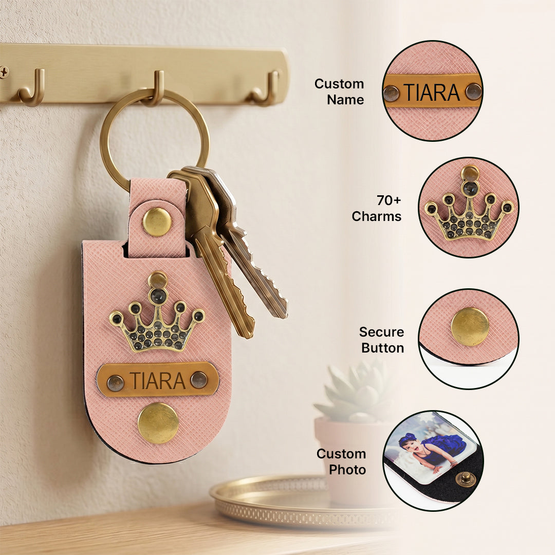 Personalised Photo Keychain - Salmon Pink