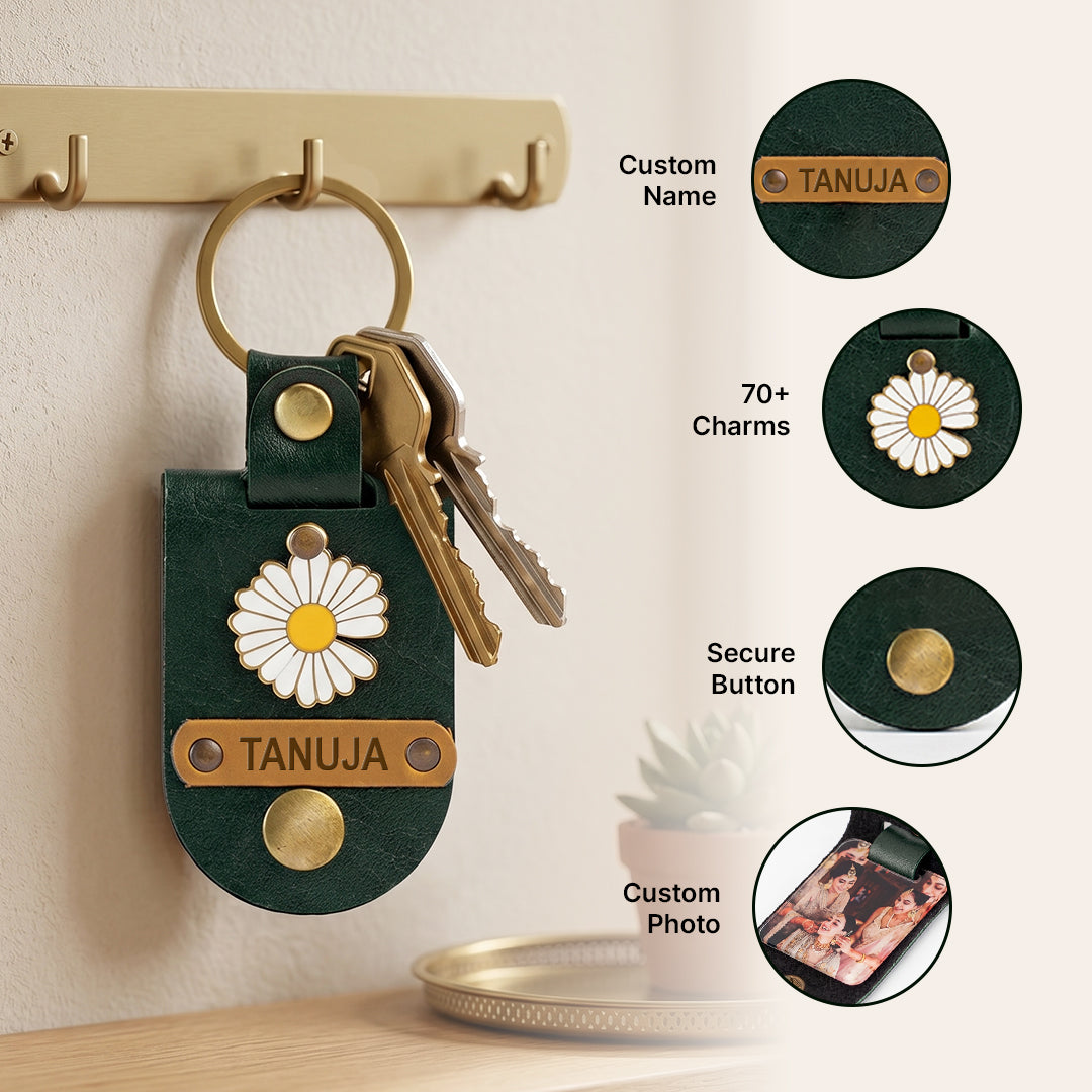 Personalised Photo Keychain - Forest Green