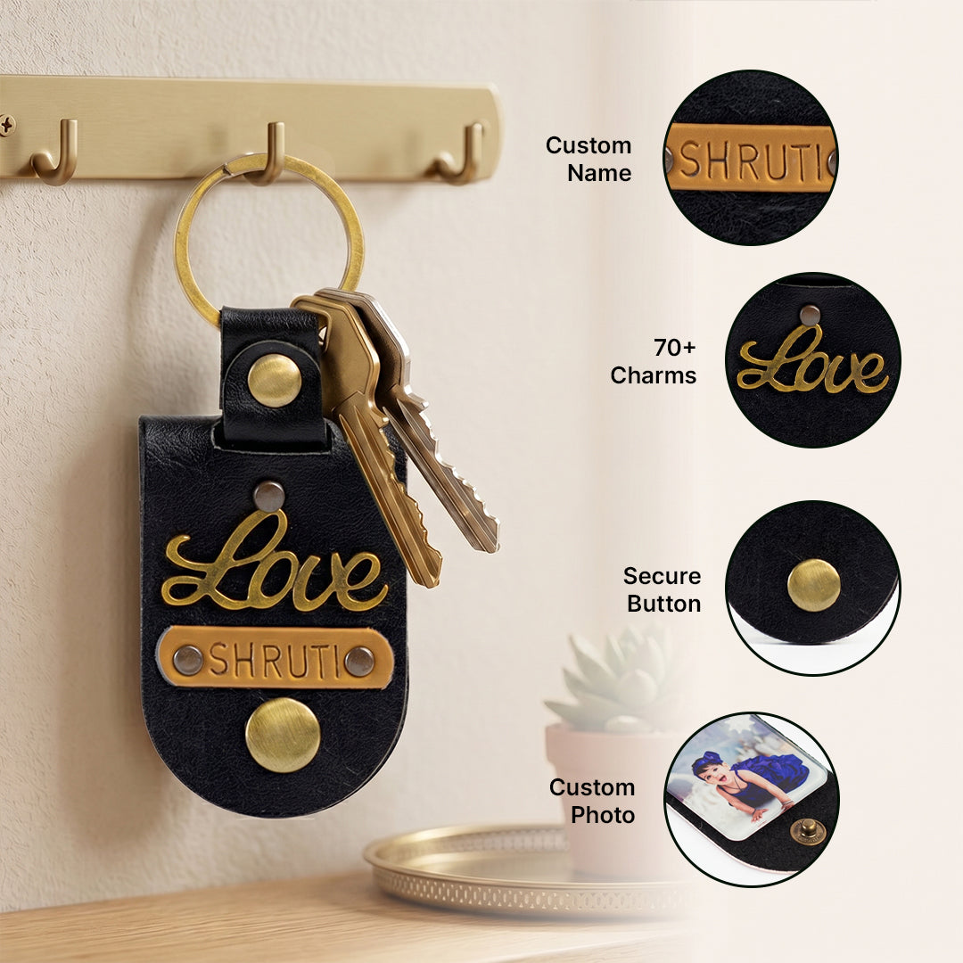 Personalised Photo Keychain - Black