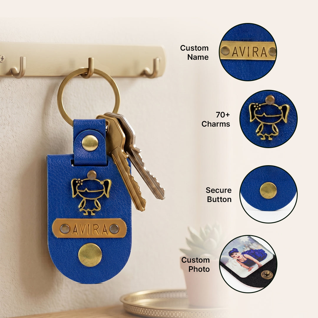 Personalised Photo Keychain - Dark Blue