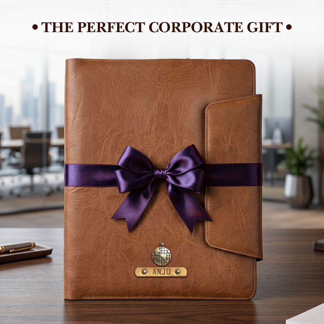 PERSONALISED OFFICE FOLDER -TAN