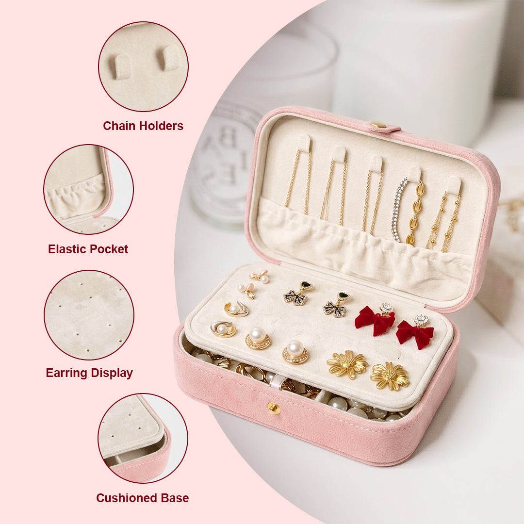 Floral Personalized Travel Jewellery Organizer – Baby Pink