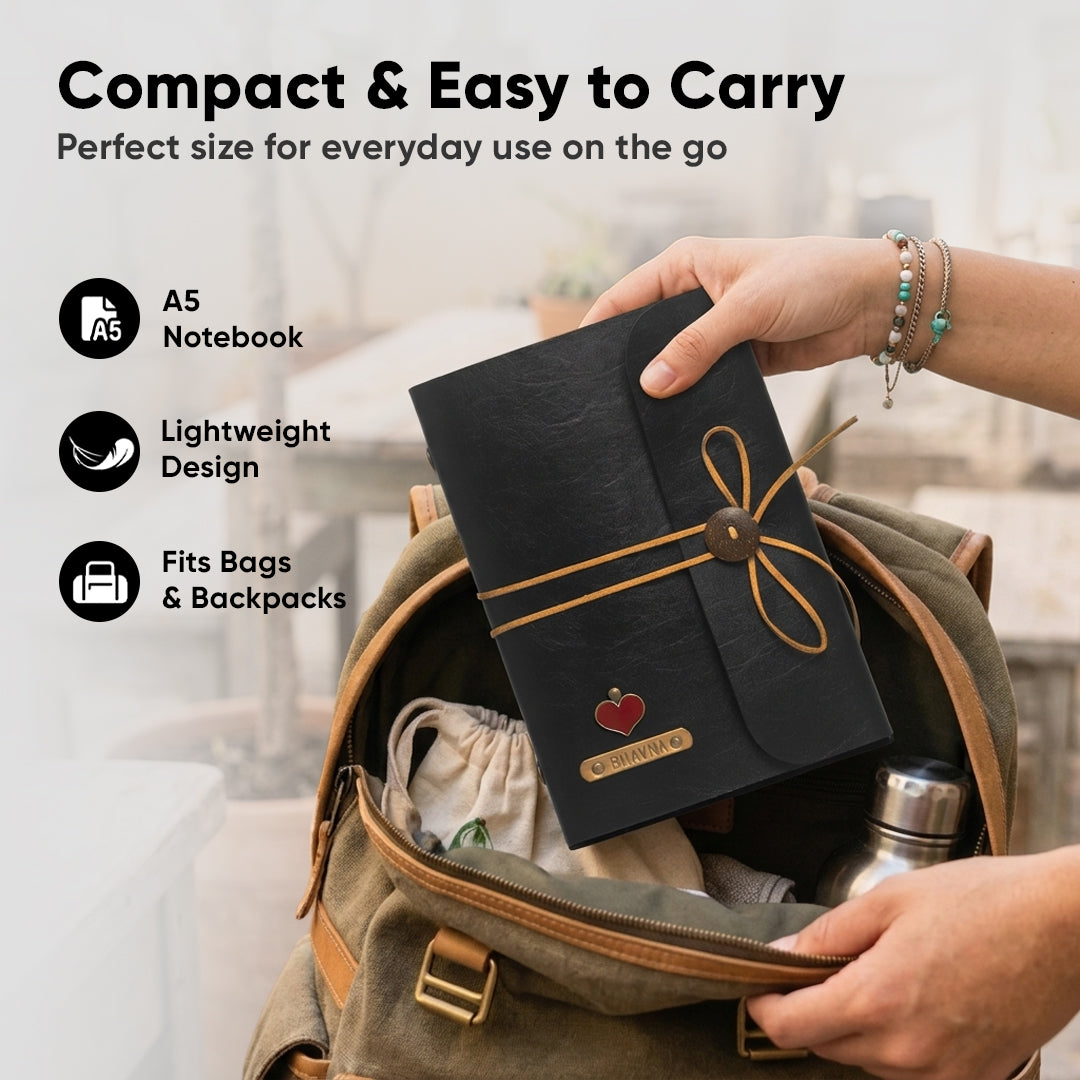 Personalised Thread Diary - Black
