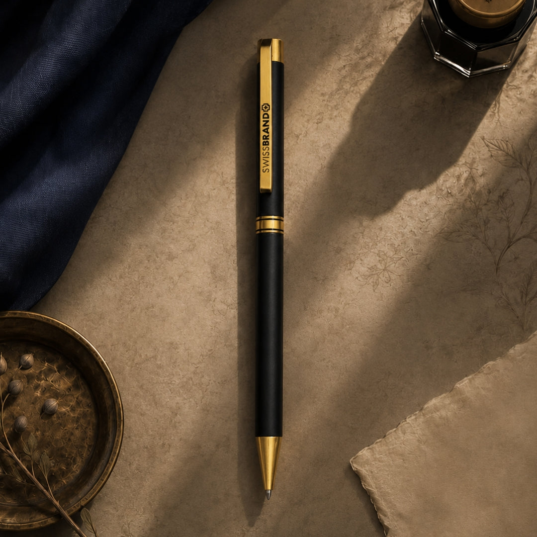 SWISSBRAND Pen- Black Matte with Gold Trim