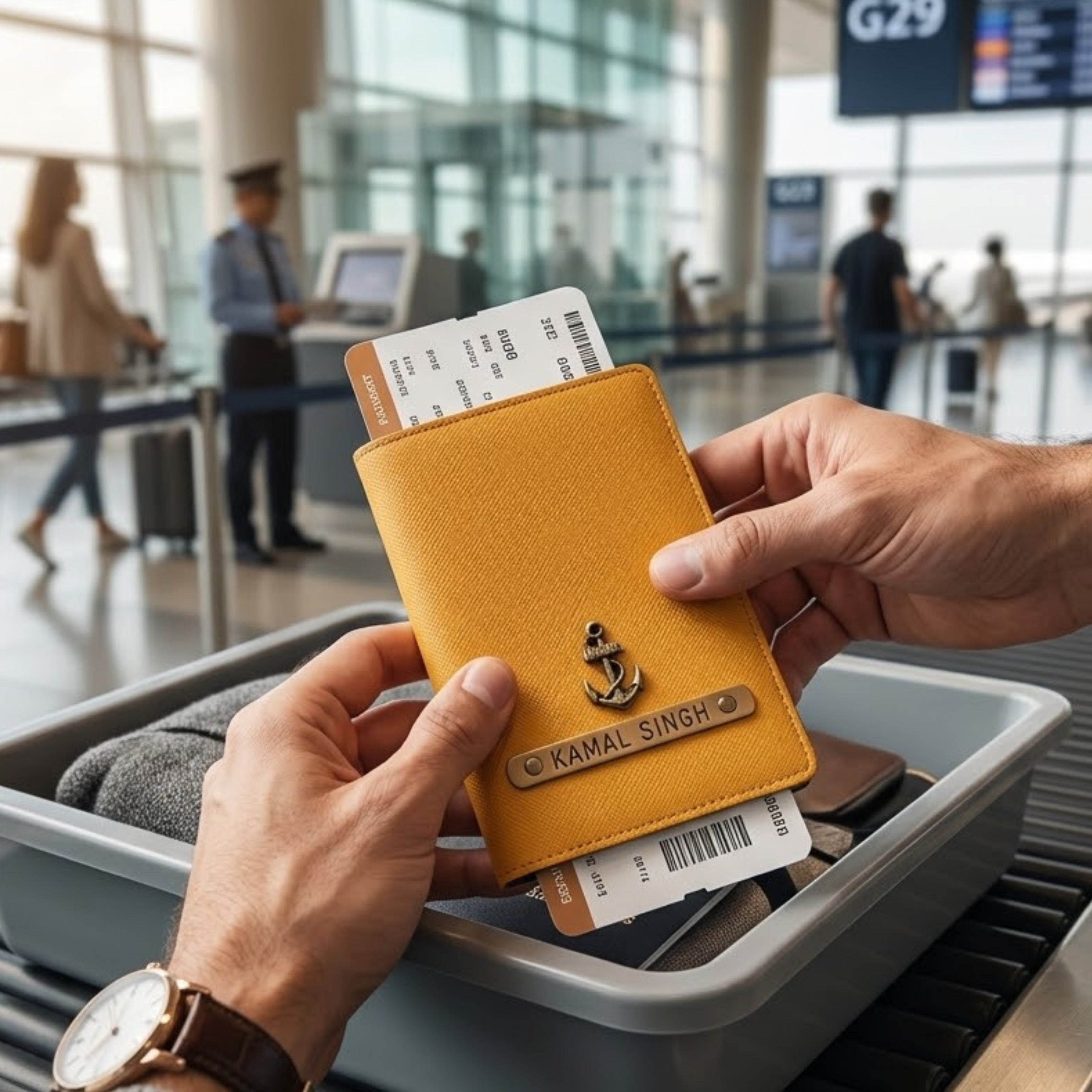 Personalized Passport Cover - Mustard