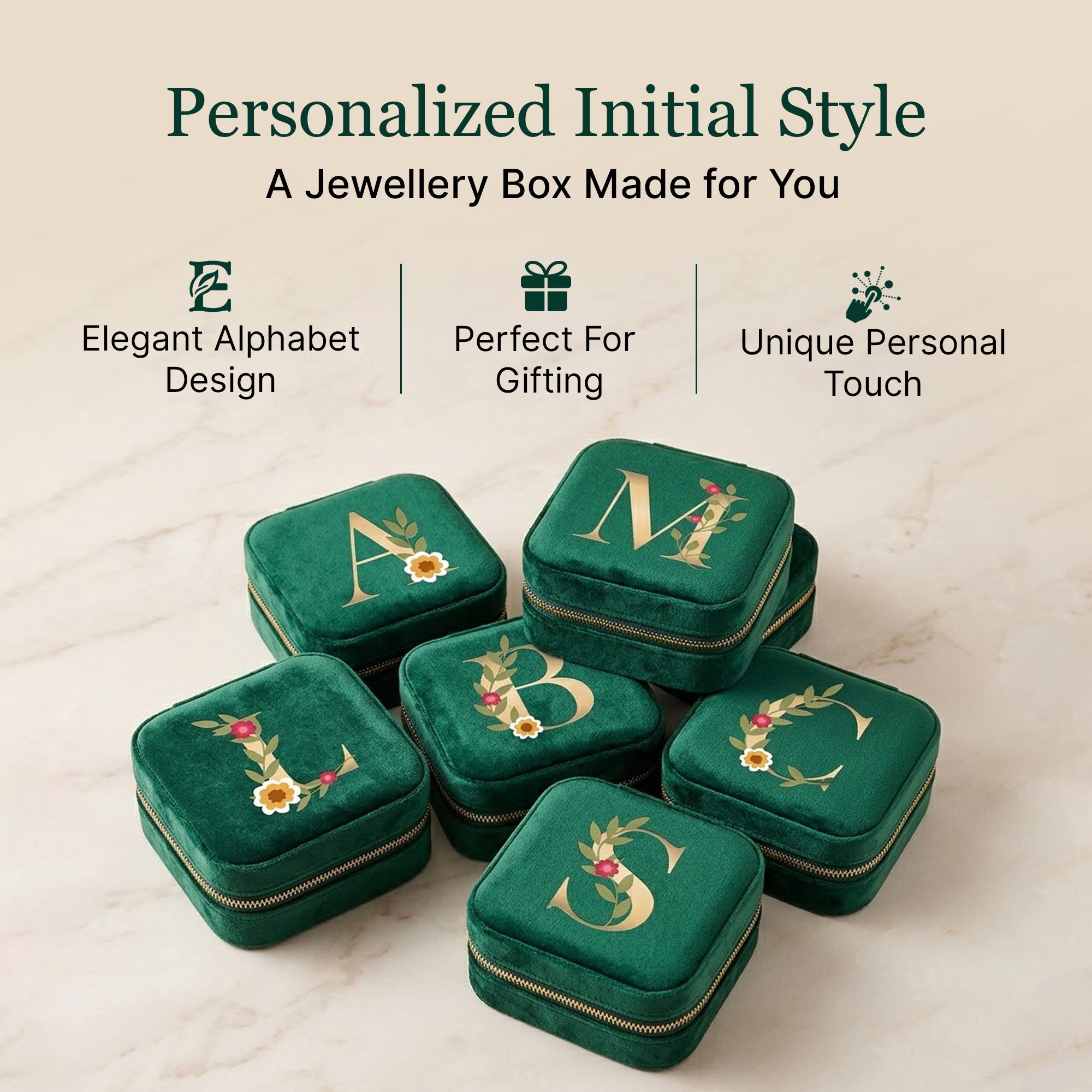 Velvet Travel Jewellery Box | Compact & Stylish Organizer - Emerald Green