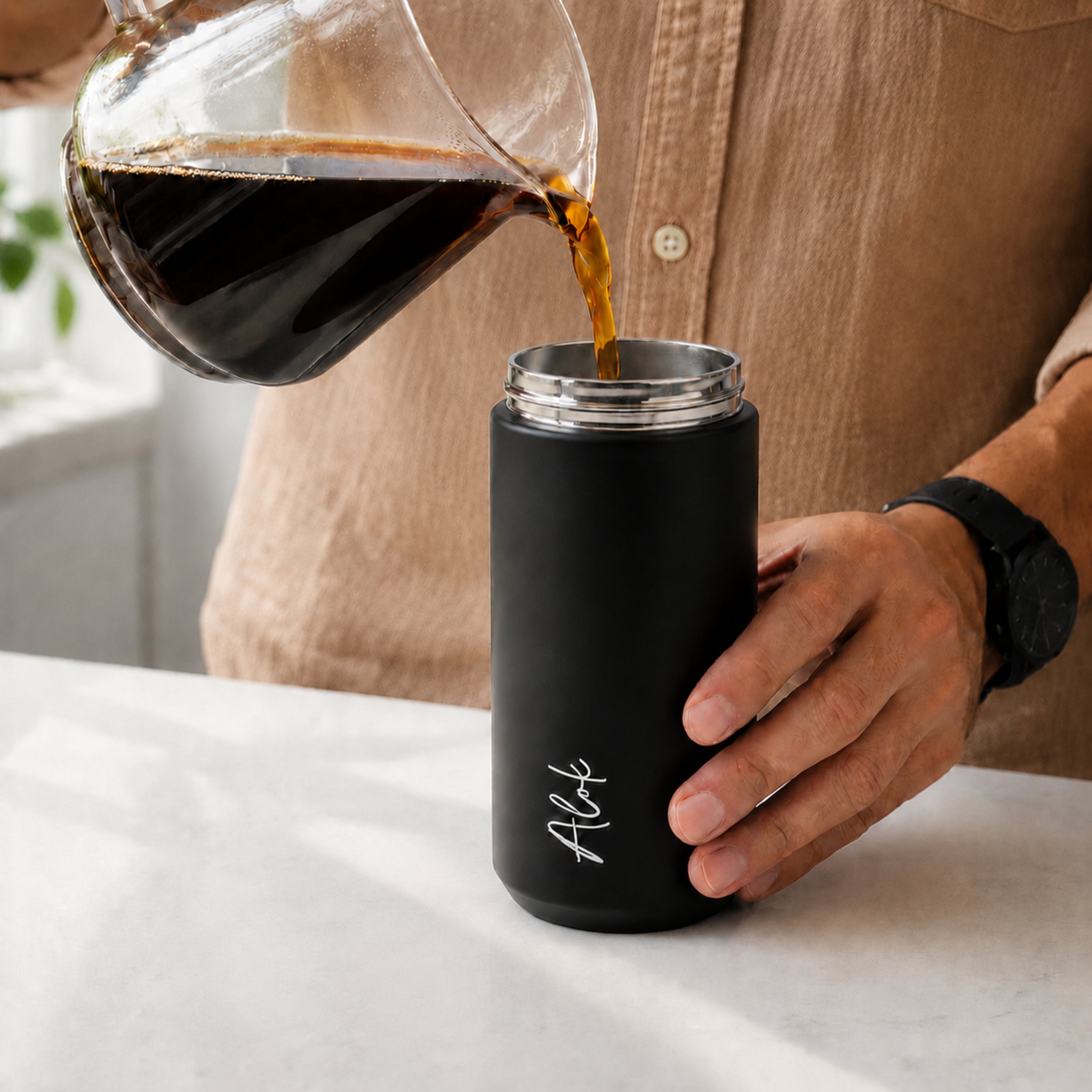 Personalised Black Insulated Coffee Tumbler