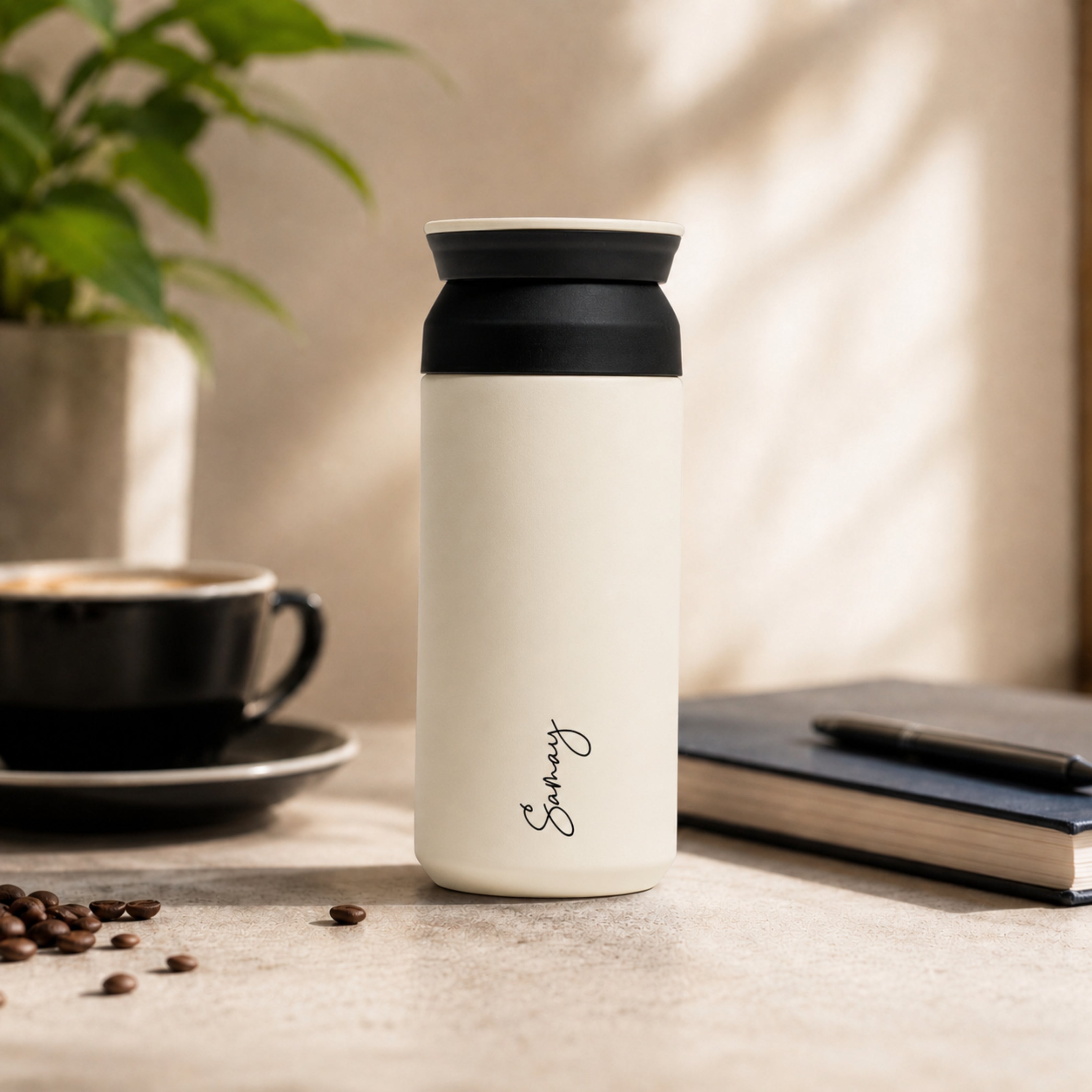 Personalised Insulated Coffee Tumbler- Ivory