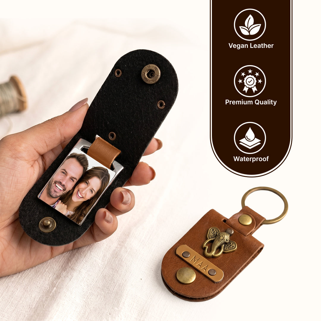 Personalised Photo Keychain - Tan