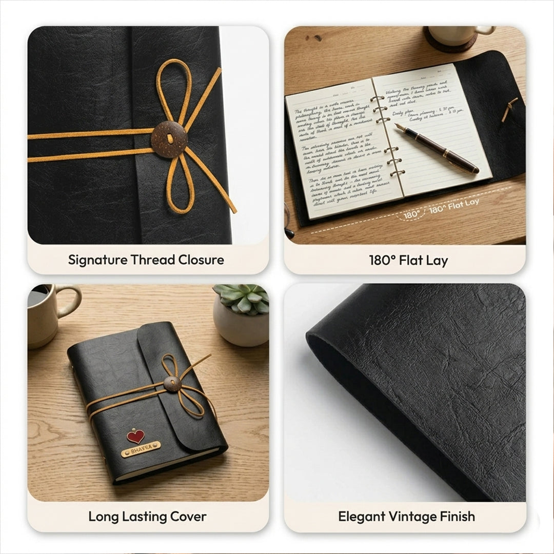 Personalised Thread Diary - Black