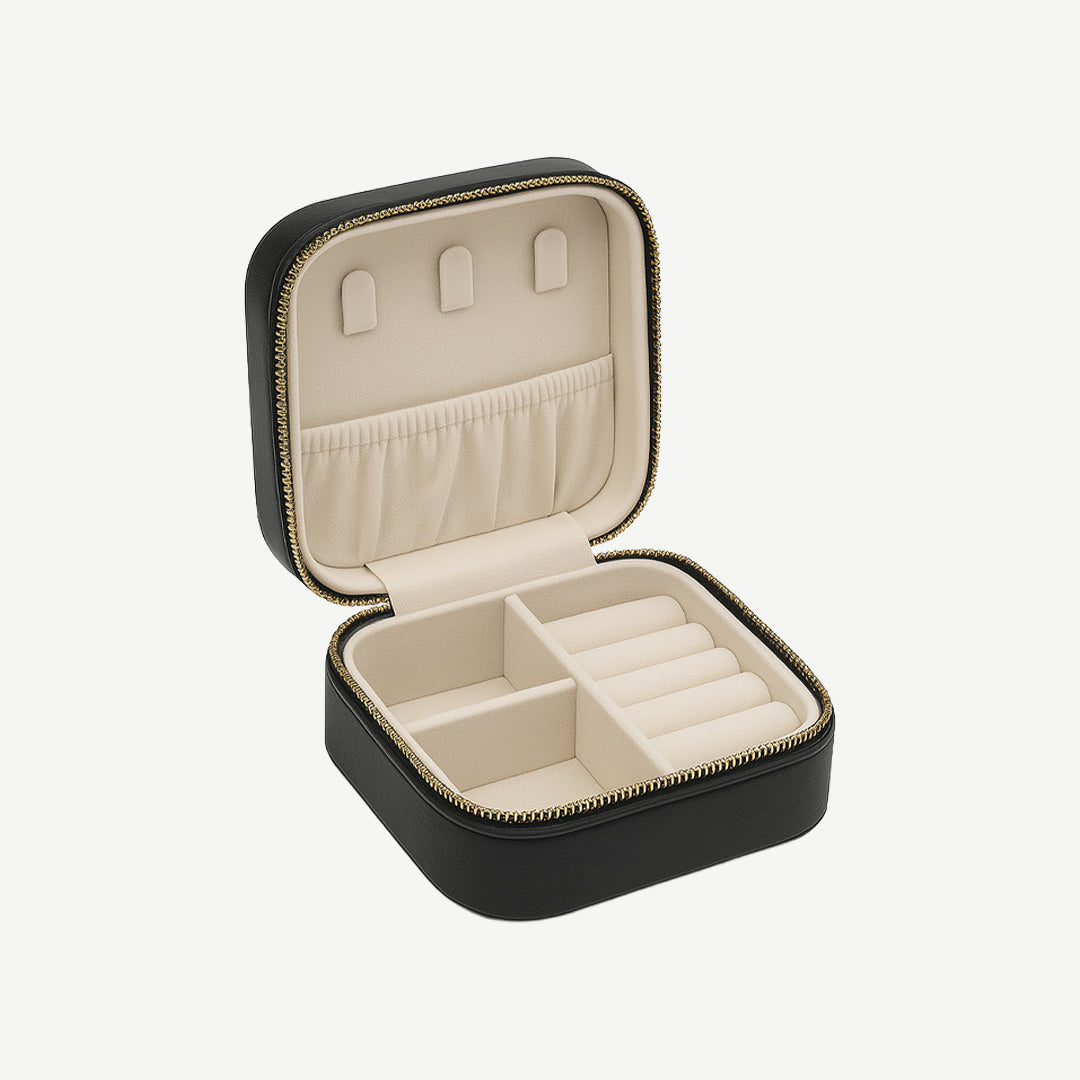Velvet Travel Jewellery Box | Compact & Stylish Organizer - Black