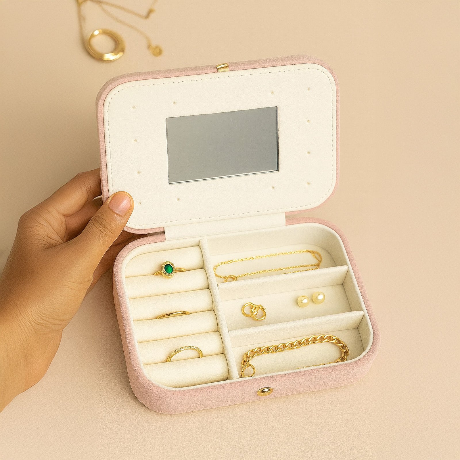 Floral Personalized Travel Jewellery Organizer – Baby Pink