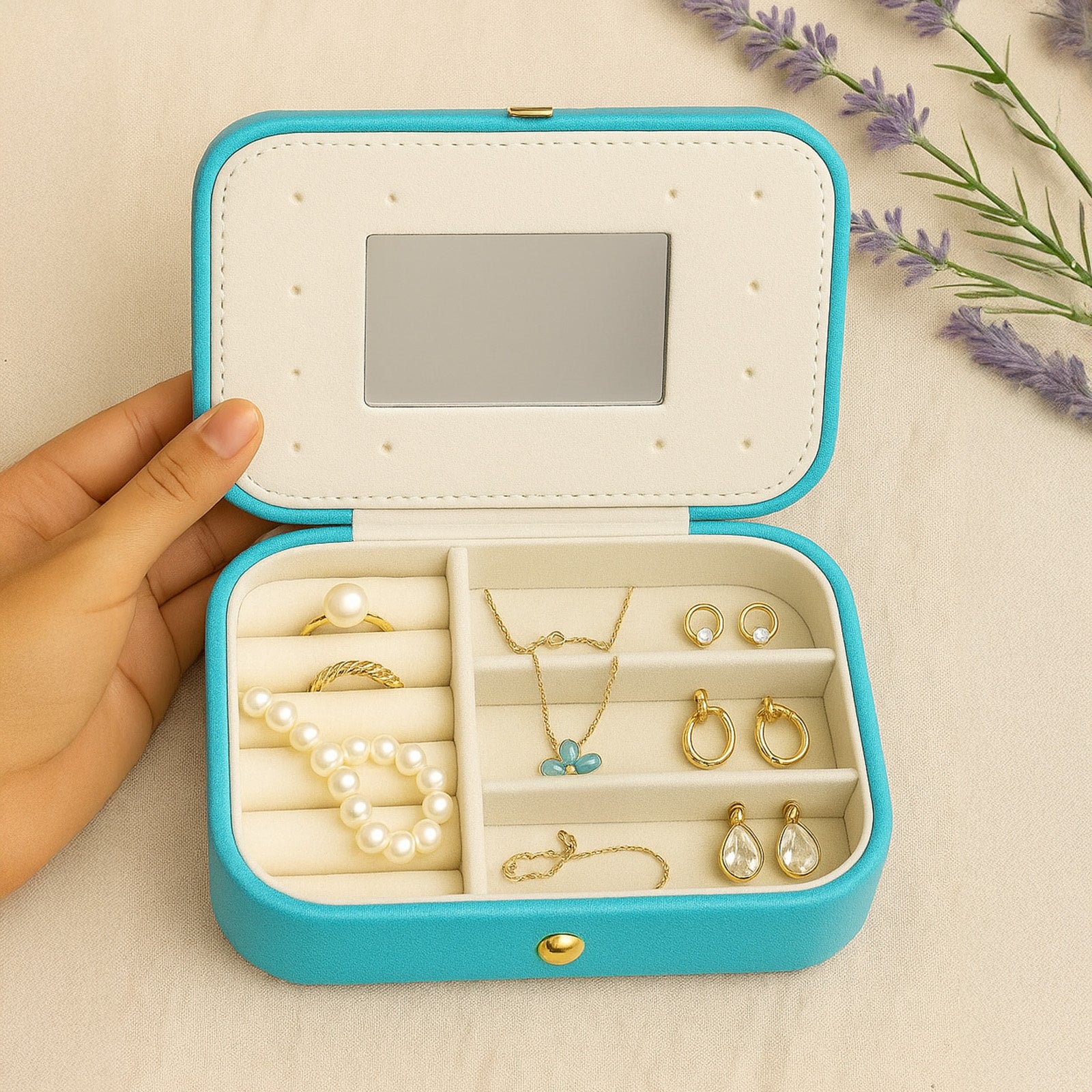 Luxe Jewellery Case – Personalized Velvet Organiser - Turquoise