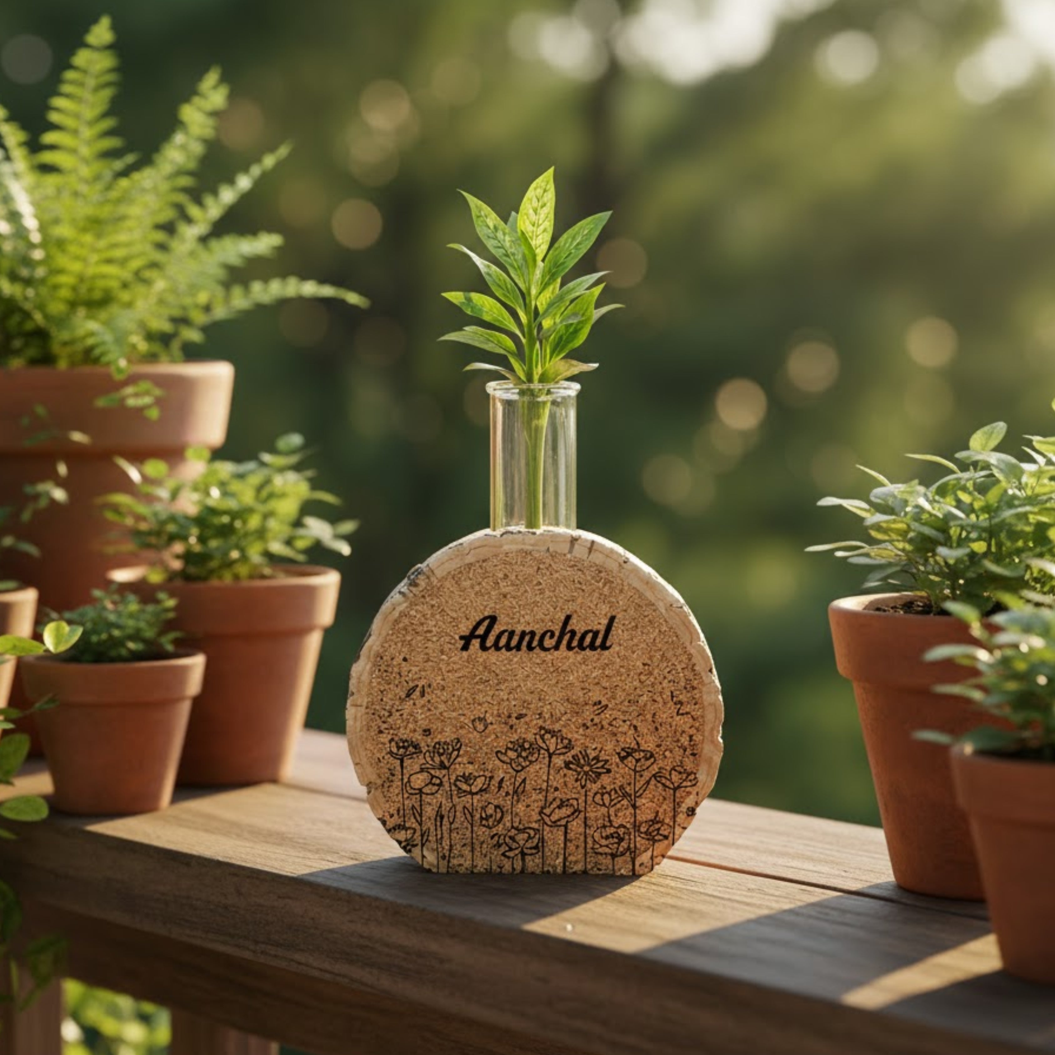 Personalised Cork Desk Planter - Floral