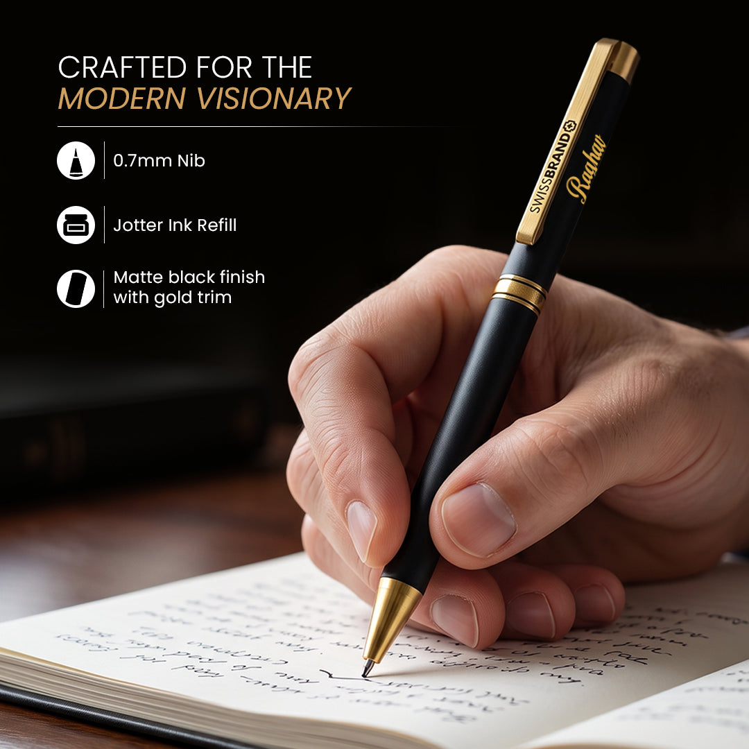 SWISSBRAND Pen- Black Matte with Gold Trim